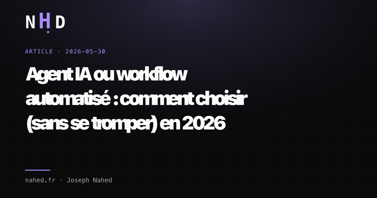 Agent IA ou workflow d'automatisation : grille de décision pour PME